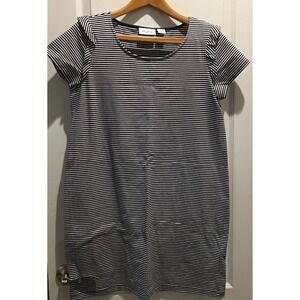 Heyton blue white stripe tee shirt dress L short sleeve